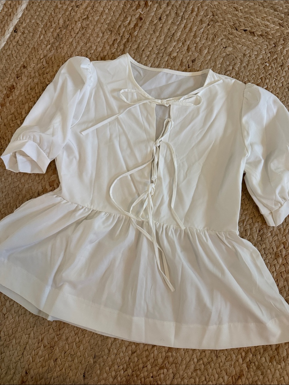 Amazon White Tie-Front Peplum Blouse
